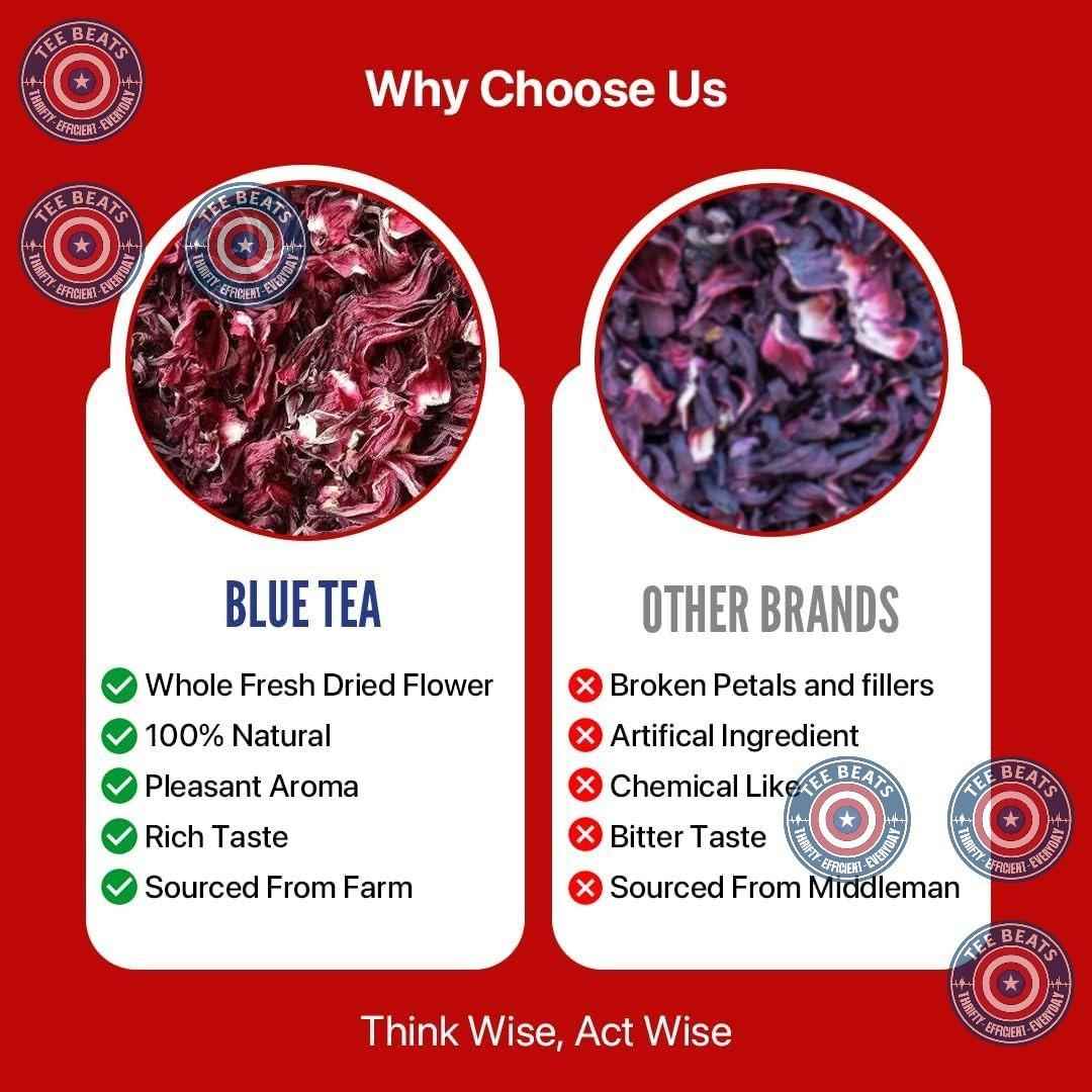 BLUE TEA Caffeine Free Herbal Infusion – Bedtime Calming Tea for Nightly Mindfulness and Beauty Sleep