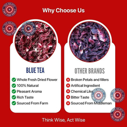 BLUE TEA Caffeine Free Herbal Infusion – Bedtime Calming Tea for Nightly Mindfulness and Beauty Sleep