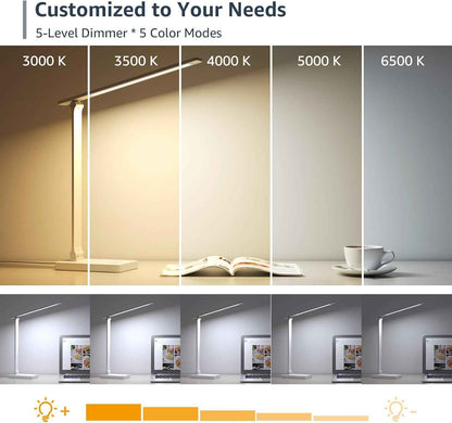 Lepro LED Desk Lamp – Minimalist Home Office Light in White, Clean Foldable Design for Clutter-Free Desks