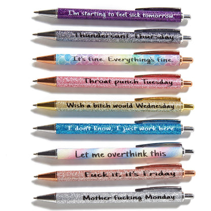 HLPHA 9PCS funny pens for adults,novelty sarcastic snarky office pens ballpoint,Swear Dirty Cuss Word black Supplies with sayings