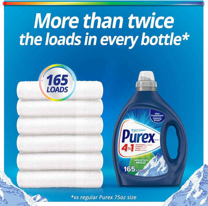 Purex Fresh Mountain Breeze Liquid Detergent – 82.5 fl oz, 165 Loads, Ultra-Concentrated