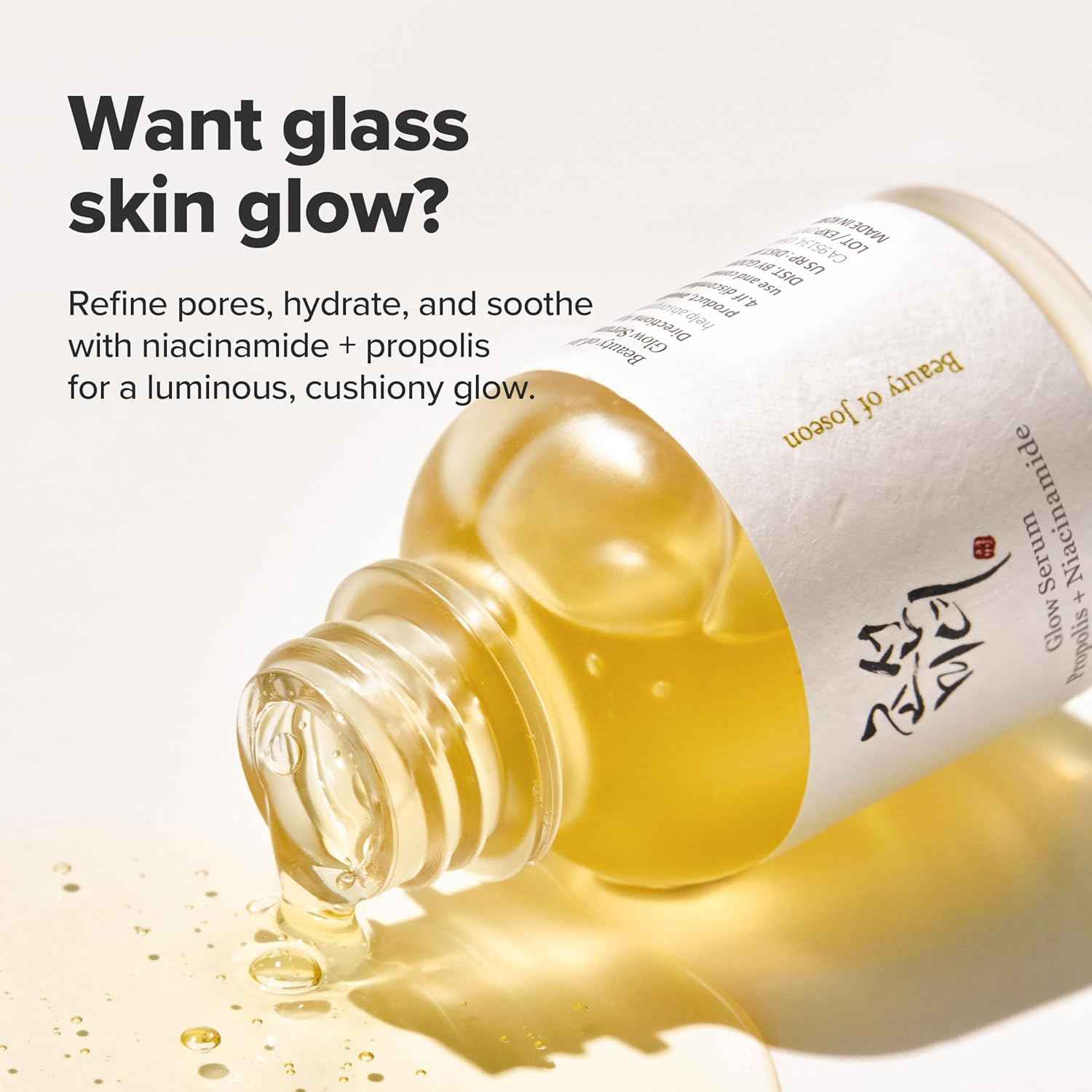Beauty of Joseon Glow Serum Propolis and Niacinamide Hydrating Facial Soothing Moisturizer for Uneven Skin Tone Korean Skin Care