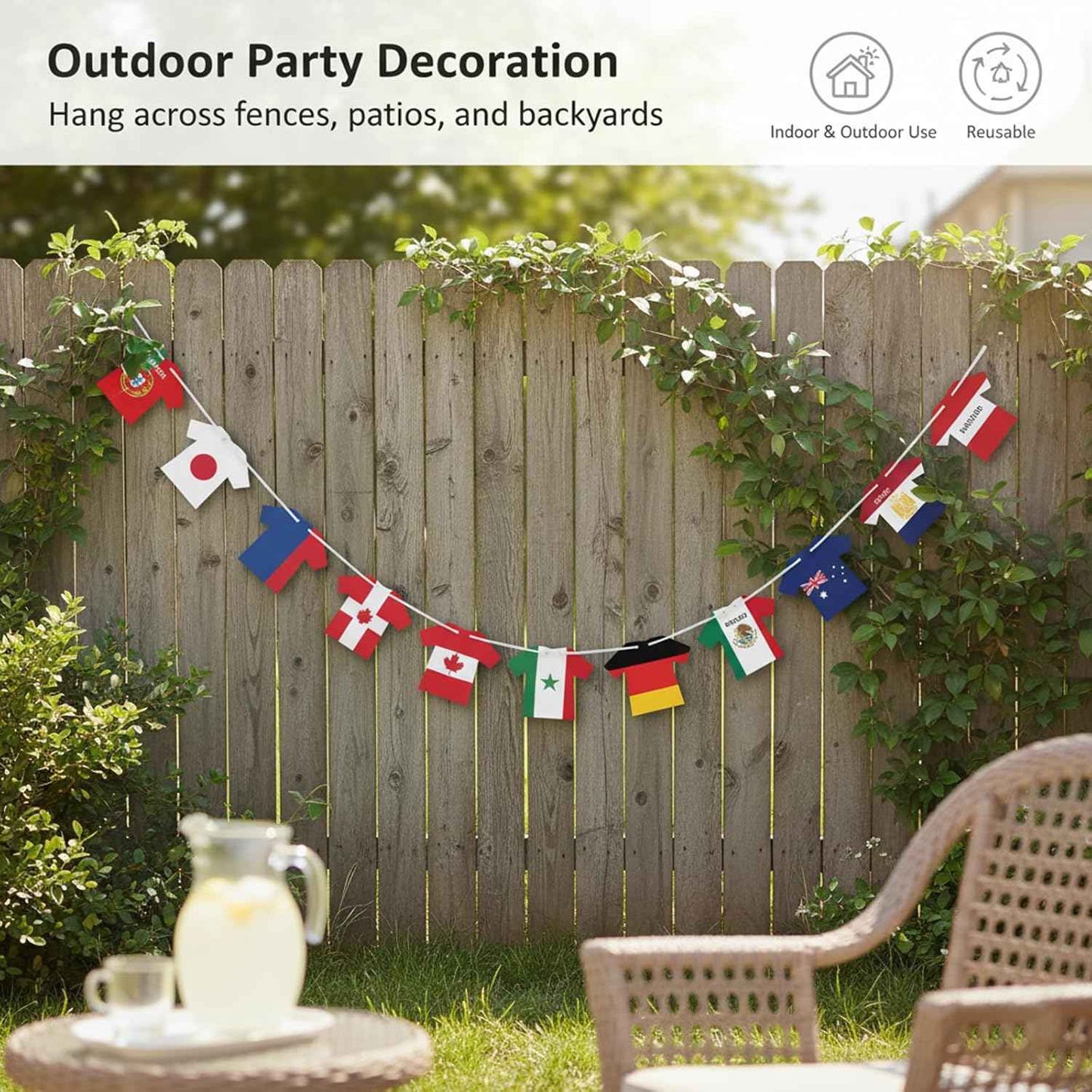 2026 World Cup Soccer Jersey Flag Bunting Banner 50 Pcs International Country String Flags Garland Merchandise for Sports Themed Parties Olympic Celebrations Decorations(Not among the top 48 teams）