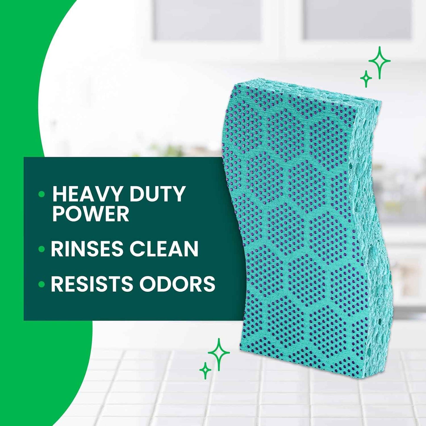 Scotch-Brite Odor Resist Heavy Duty Scrub Sponge, Dishwasher-Safe Kitchen sponges for Serious Scrubbing, Multipurpose Dish Sponge for Stuck-On Messes