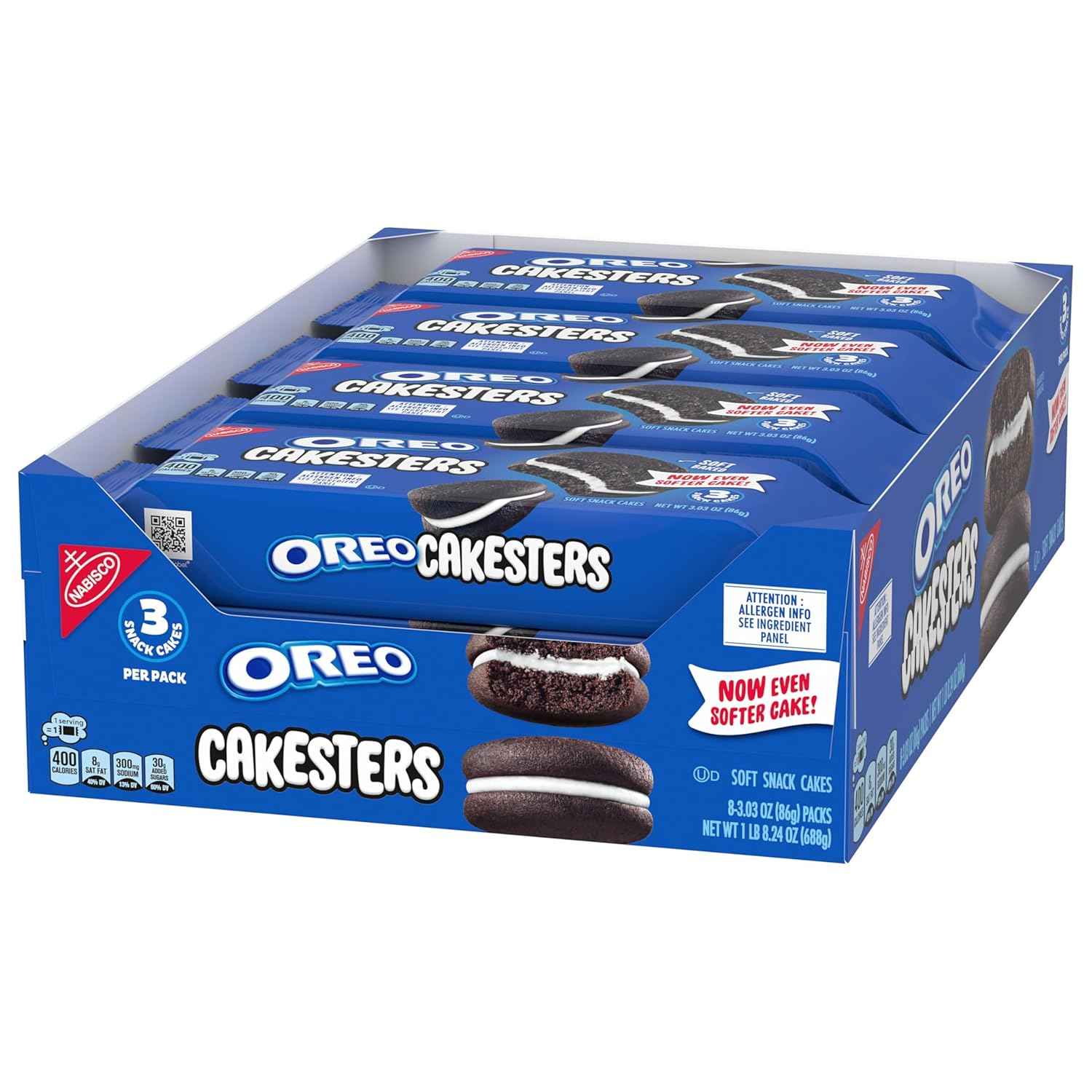 OREO Cakesters Soft Snack Cakes, 8-3.03 oz Snack Packs