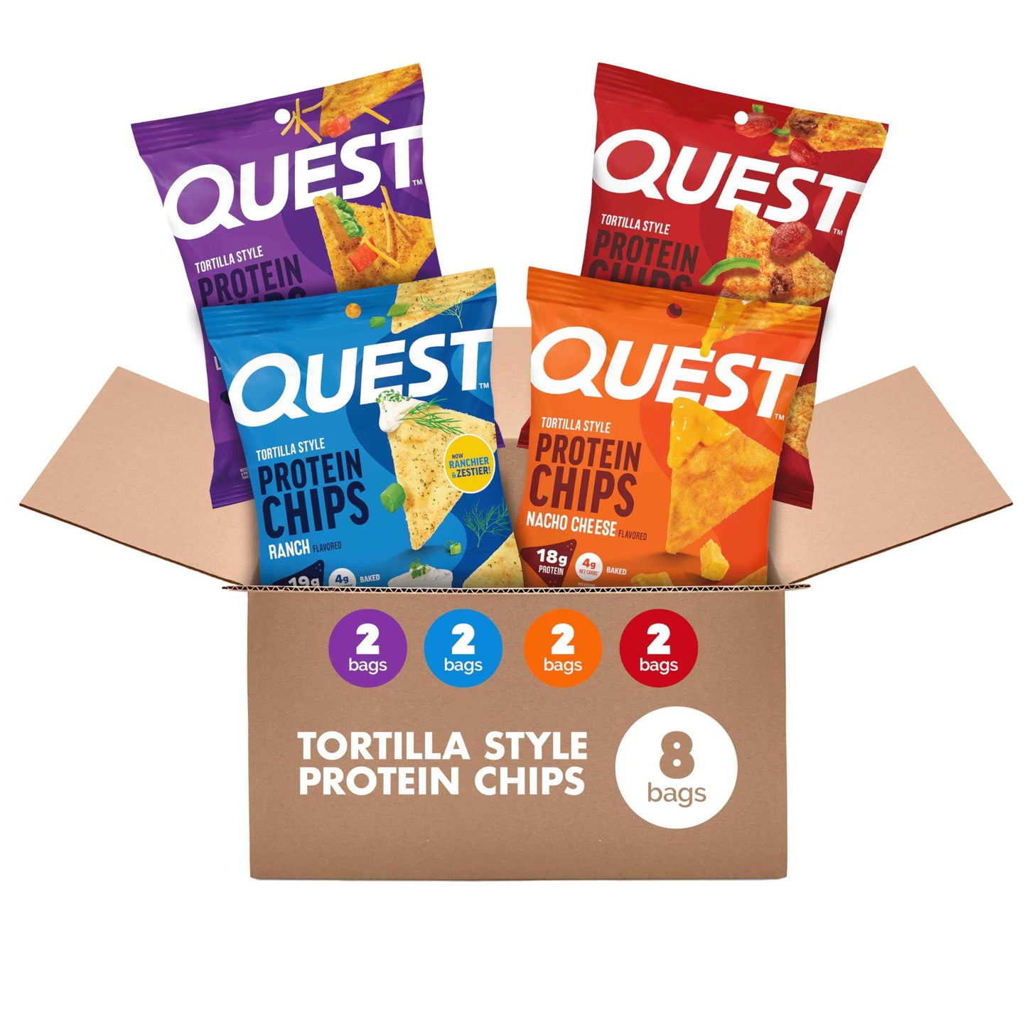 Quest Nutrition Tortilla Style Protein Chips, 20g Protein, 3g Net Carbs, Low Carb, Gluten Free, 1.1 oz