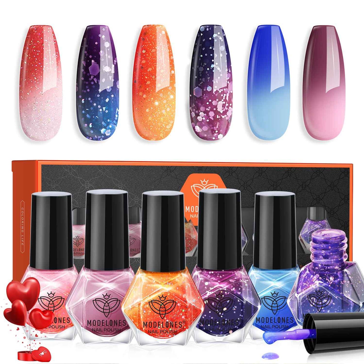 modelones Jelly Nail Polish 6 Colors, Sheer Nude Mini Nail Polish Set Red Pink Brown Quick Dry Spring Summer Fingernail Polish for DIY Nail Art Salon Home Gift for Women Girl