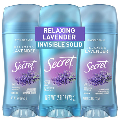 Secret_Fresh_Antiperspirant_Deodorant_for_Women,_72hr_Breathable_Sweat_&_Odor_Protection,_Instant_Freshness_&_Gentle,_PH_Balancing_Mineral,_Invisible_Solid,_Relaxing_Lavender_Scent,_2.6_oz_(Pack_of_3)