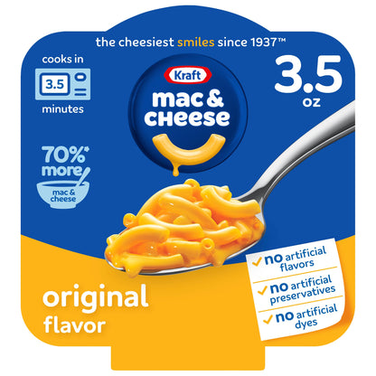 Kraft Mac &amp;amp; Cheese, 1 Big Bowl, for Easy Dinner or Dinner Sides, Original Flavor, No Artificial Flavors, Preservatives or Dyes, 3.5 oz