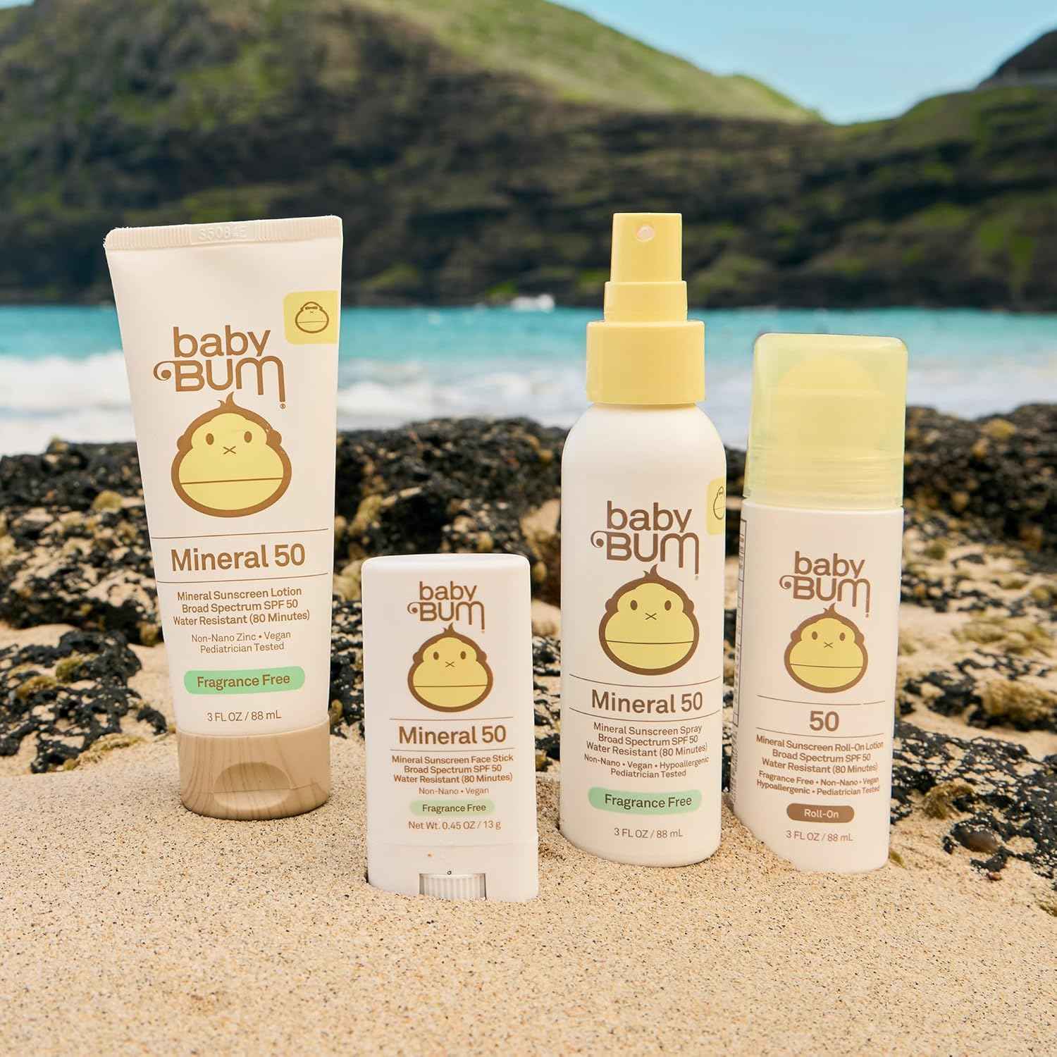 Sun Bum Baby Bum Mineral SPF 50 Roll-On Sunscreen - Vegan and Hawaii 104 Act Compliant (Without Octinoxate & Oxybenzone) - Broad Spectrum Moisturizing UVA/UVB - Travel Size - 3 oz | Mineral, Vegan, Broad Spectrum, Moisturizing, UVA/UVB