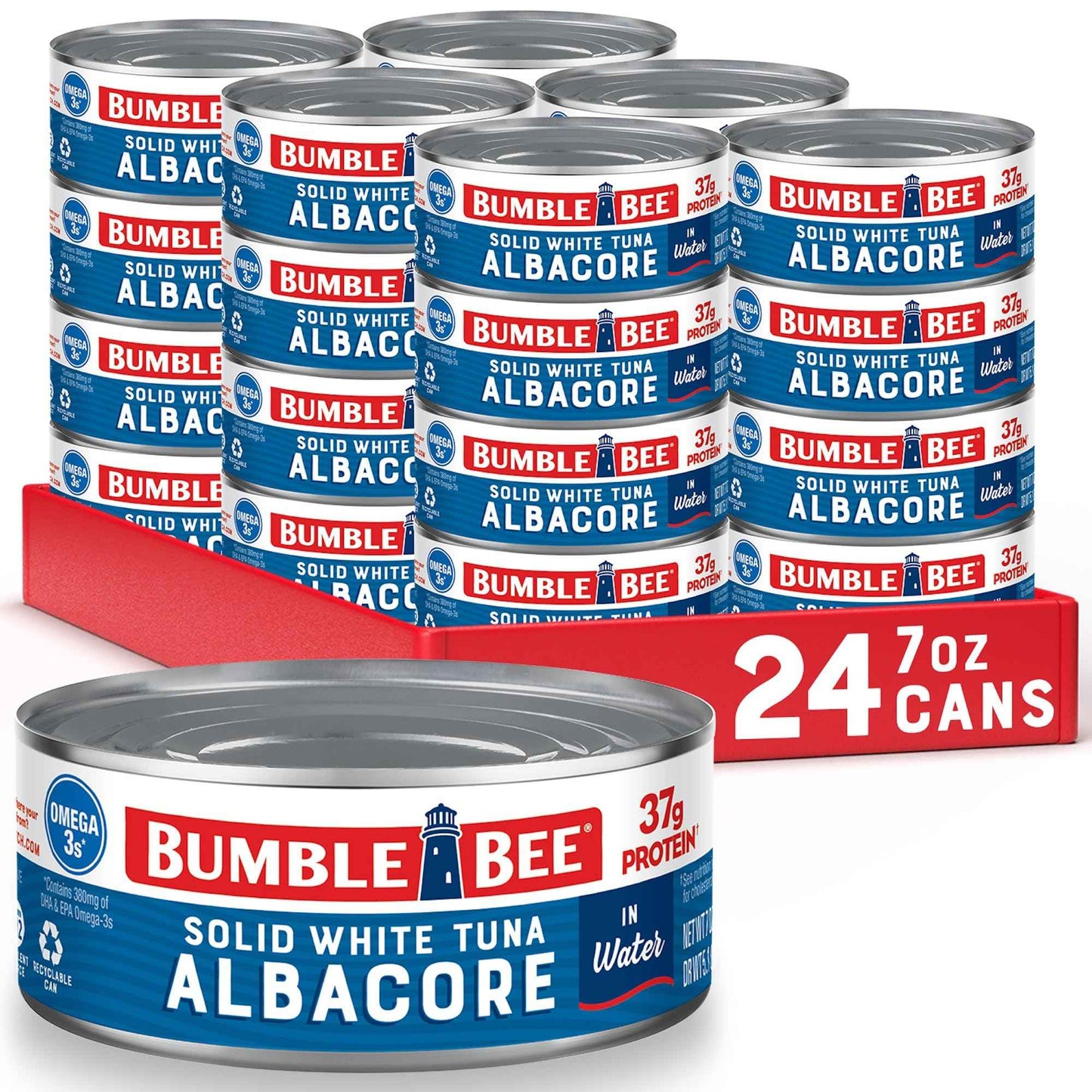 Bumble Bee Solid White Albacore Tuna, Can - Wild Caught Tuna - 29g Protein per Serving, High in Omega-3s - Non-GMO Project Verified, Gluten Free, Kosher