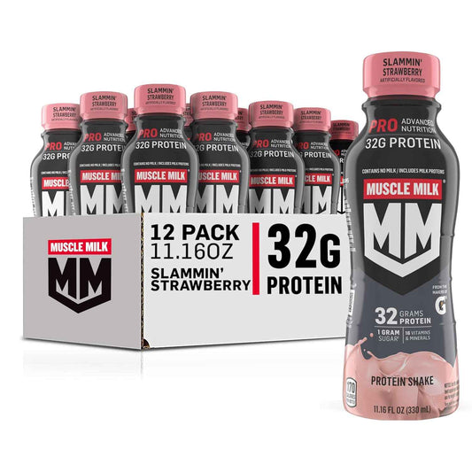 Muscle Milk Pro Advanced Nutrition Protein Shake, 11.16 Fl Oz, 32g Protein, 1g Sugar, 16 Vitamins & Minerals, 5g Fiber, Bottled Liquid, Gluten Free
