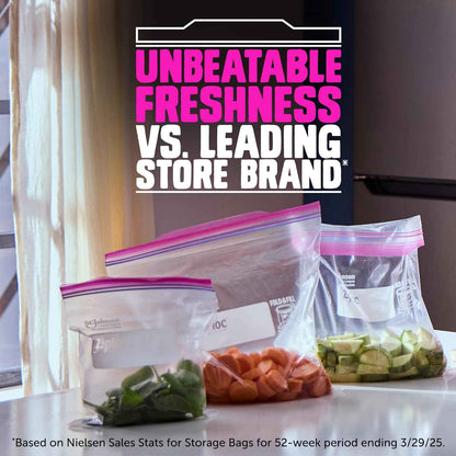 Ziploc Quart Food Storage Bags, Grip 'n Seal Technology for Easier Grip, Open, and Close, 100 Count