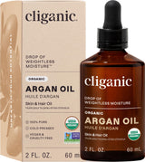 Cliganic Organic Argan Oil, 100% Pure - for Hair, Face & Skin | Cold Pressed Carrier Oi