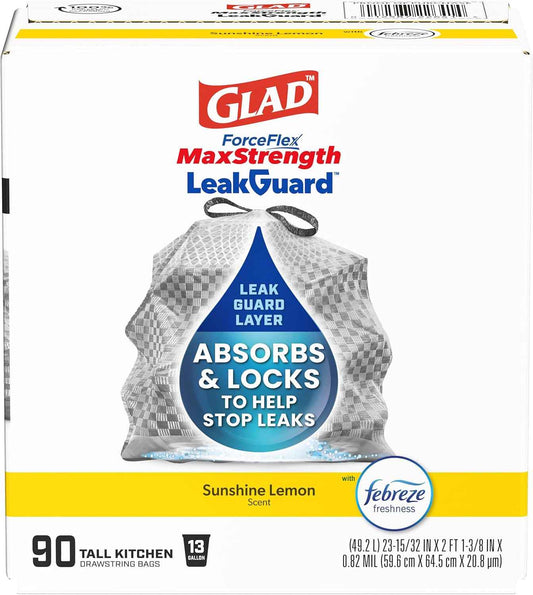 Glad ForceFlex MaxStrength LeakGuard Trash Bags, 13 Gal