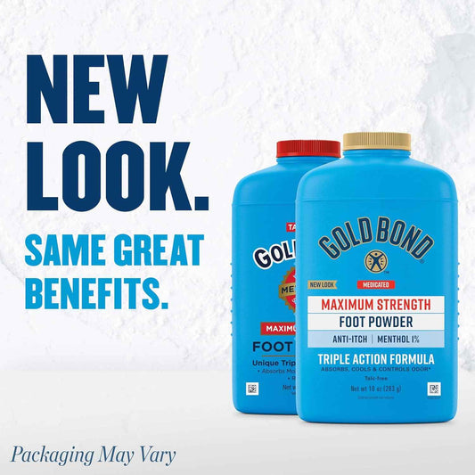 Gold Bond Medicated Talc-Free Foot Powder , Maximum Strength Odor Control & Itch Relief
