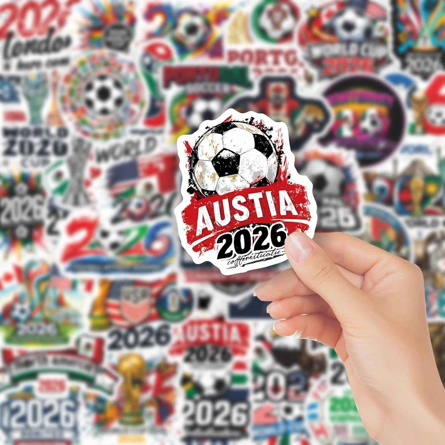 World Cup Football Soccer Stickers Soccer Water Bottle Stickers,Soccer Party Sport Stickers Vinyl Waterproof Laptop Sticker,Graffiti Decals Gifts for Helmets Scrapbook Kids Teens Adults 50Pcs