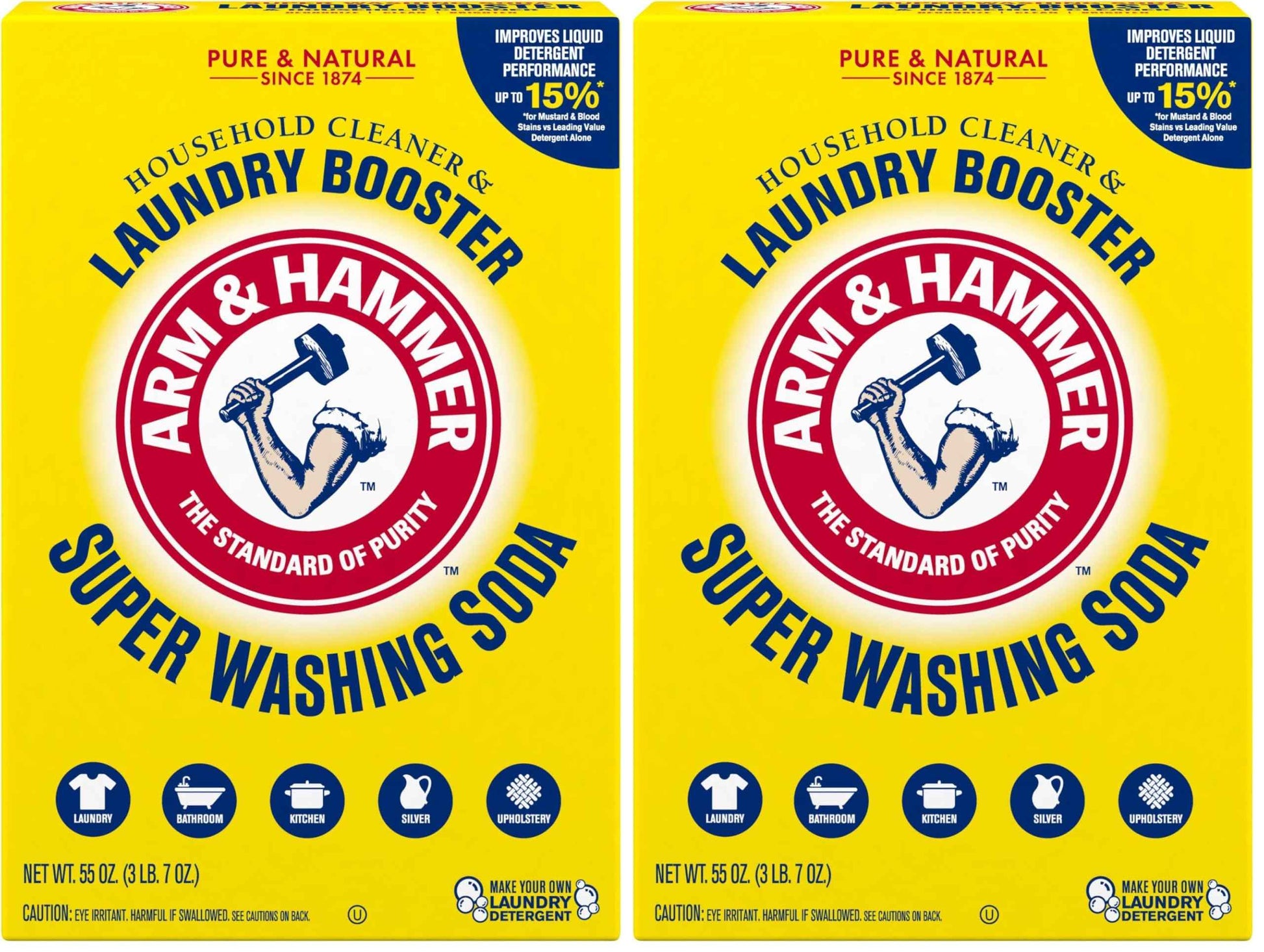 ARM & HAMMER Super Washing Soda Household Cleaner and Laundry Booster, 55 oz Box