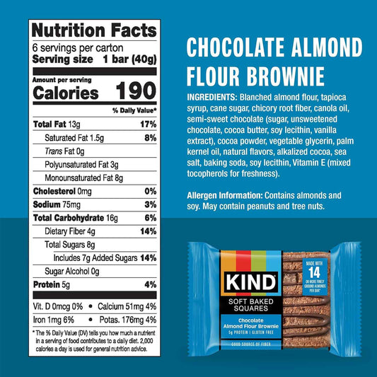 KIND Soft Baked Squares, Gluten Free, Healthy Snack Bars, 5g Protein, 6 Count