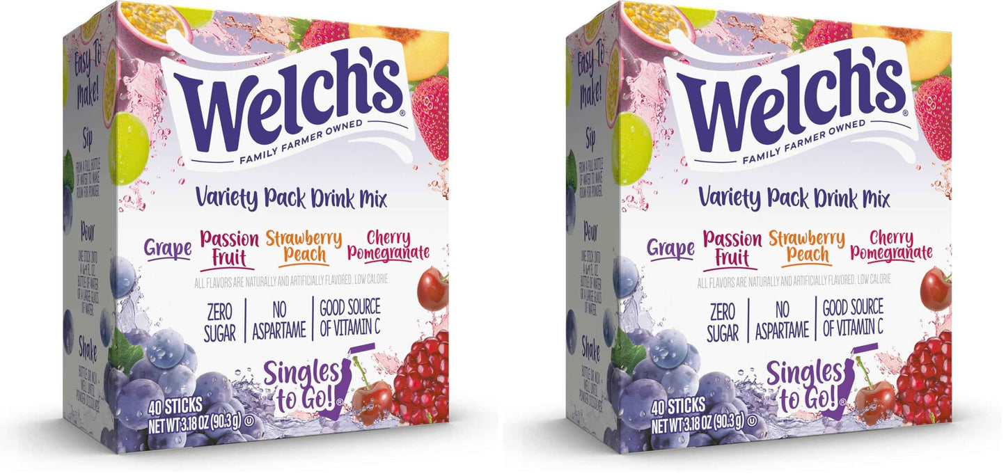 Welch's Singles To Go Water Drink Mix - Powder Sticks, 0.48 Ounce (Pack of 12)