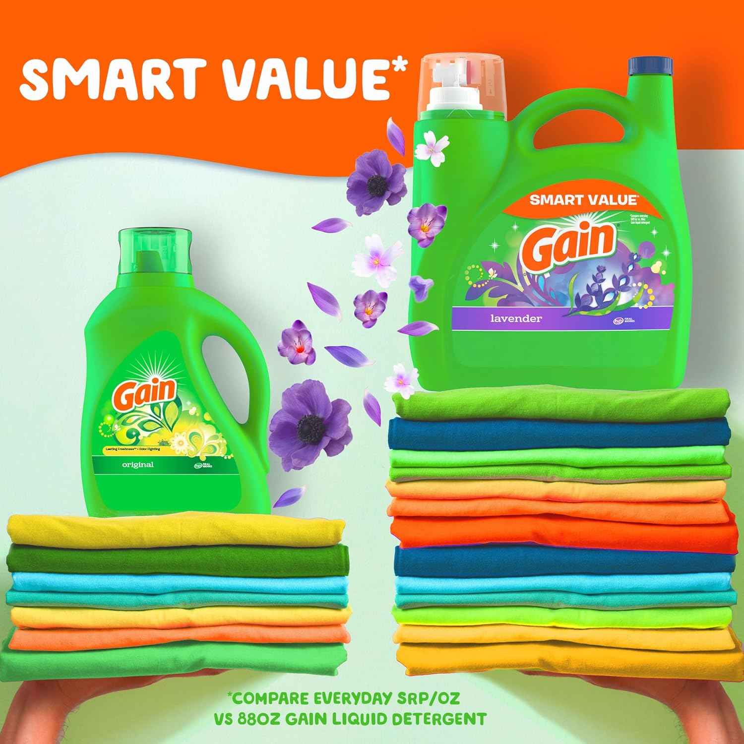 Gain Liquid Laundry Detergent, Lavender Scent, HE compatible, Laundry Detergent Liquid Soap