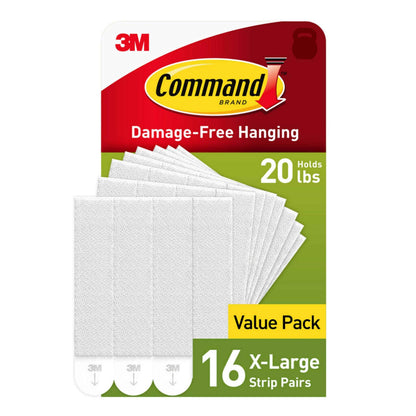 Command 20 lb XL Heavyweight Picture Hanging Strips, Damage-Free Hangers for Picture Frames, No Tools Required, Ideal for Home Room Wall Decor, White Adhesive