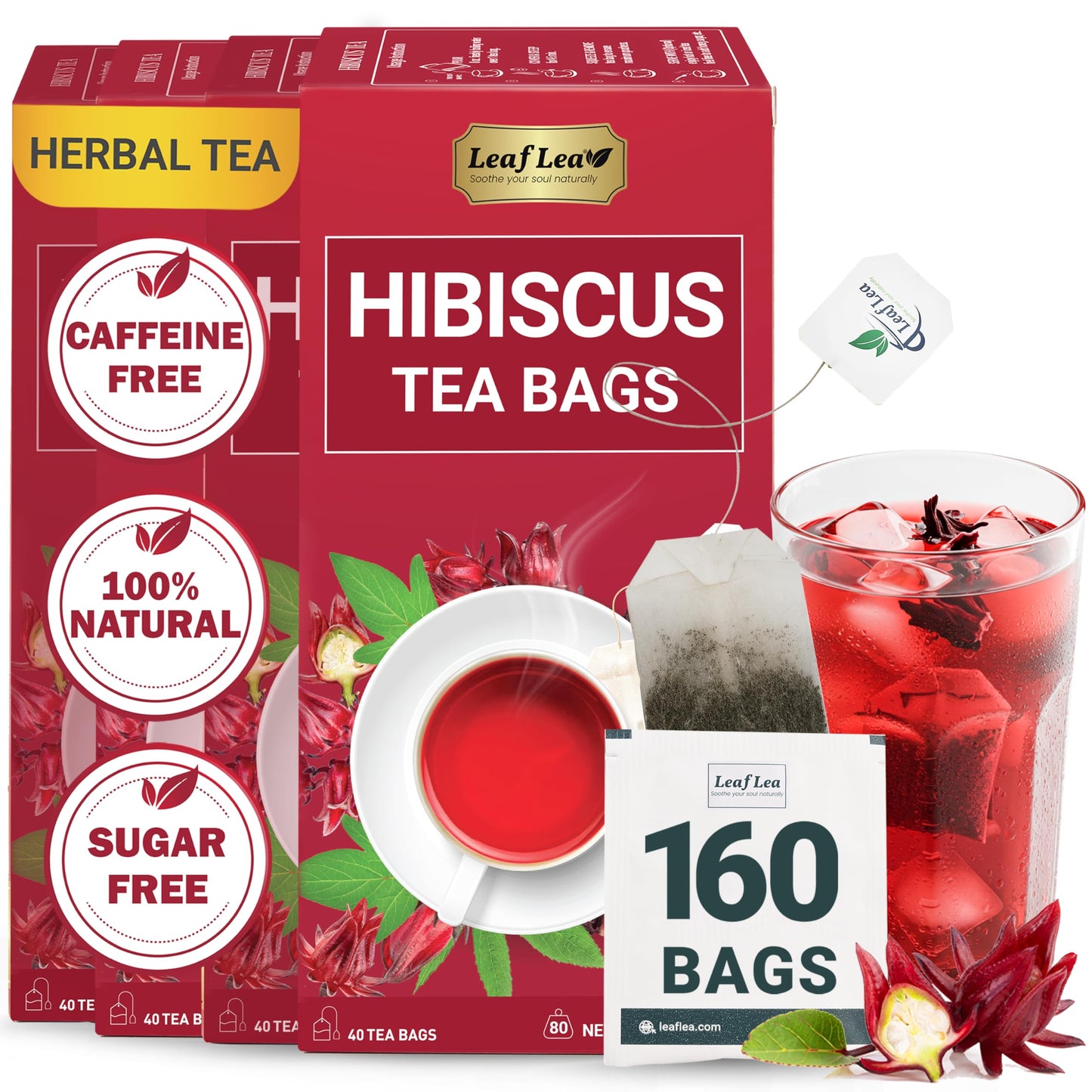 Hibiscus Tea - 160 Tea Bags (Pack of 4)