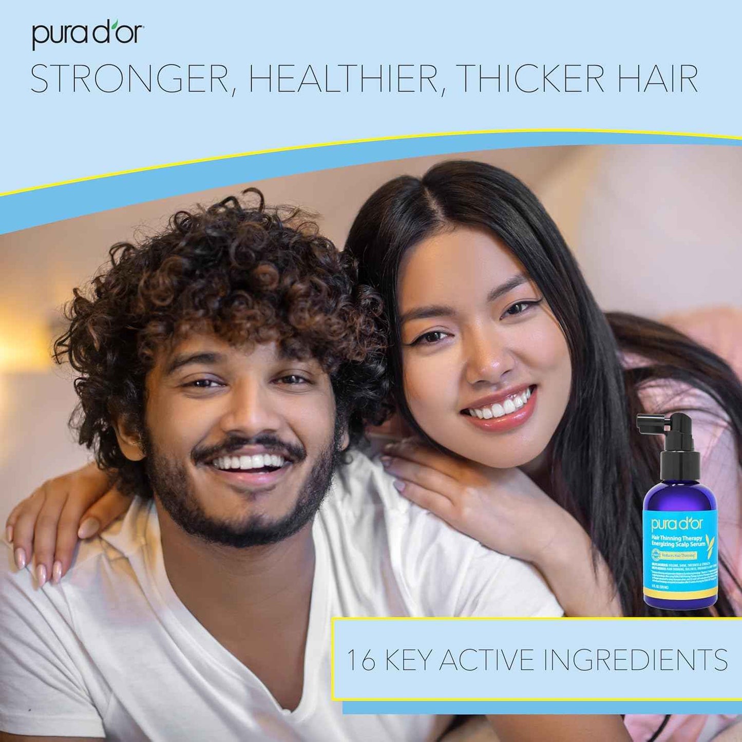 PURA D'OR Hair Thinning Therapy Energizing Scalp Serum: Copper Tripeptide, Biotin, Caffeine, Plant Stem Cell, Catalase & DHT Balance, Rosemary Green Tea Leaf Extract, All Hair Types, Men Women