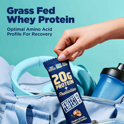 Perfect Bar Protein + Prebiotics, 20g Protein, Grass-Fed Whey, 6g Fiber With 3g Prebiotics, Gluten-Free, Non-GMO, 2.4 Ounce Bar, 7 Count