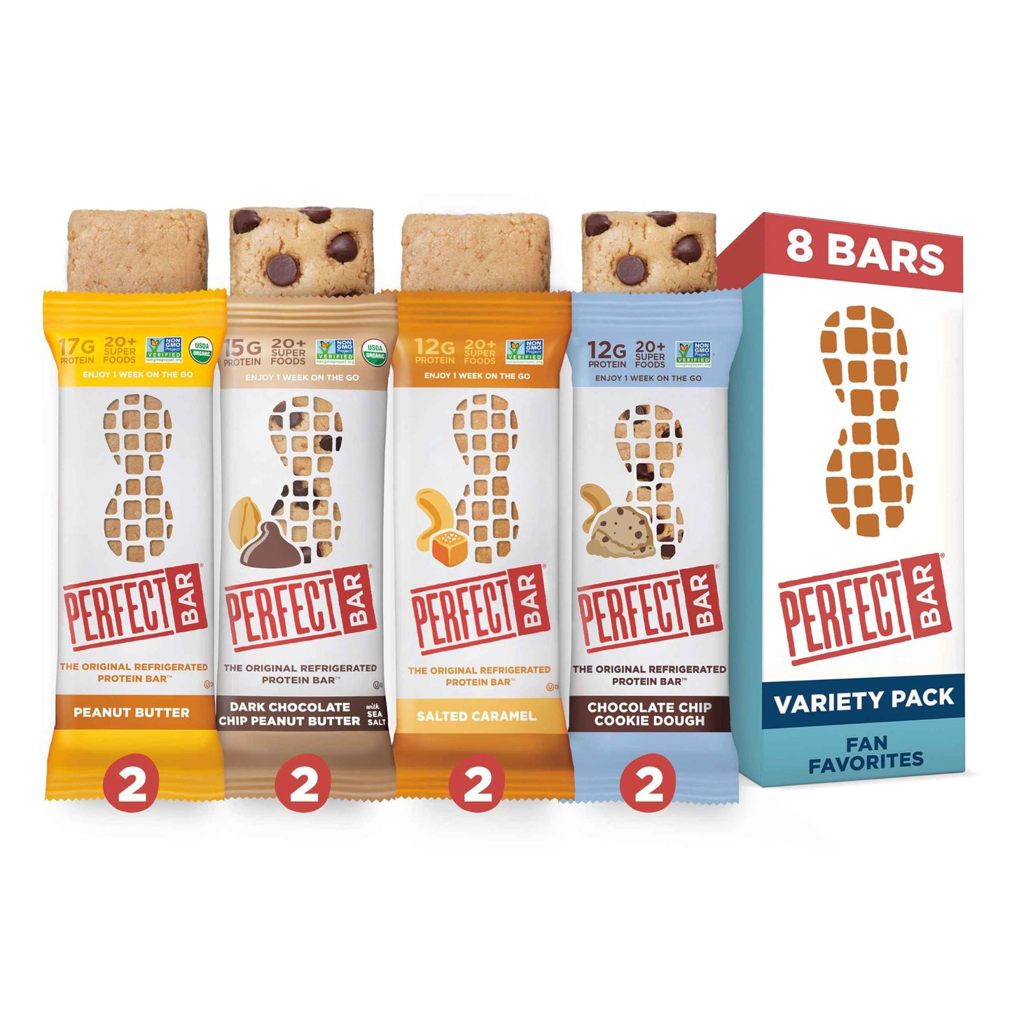 Perfect Bar Protein Bars, Gluten Free, Made with Organic Honey, Cookie Dough Texture, Refrigerated