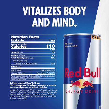Red Bull Energy Drink with 80mg Caffeine plus Taurine & B Vitamins