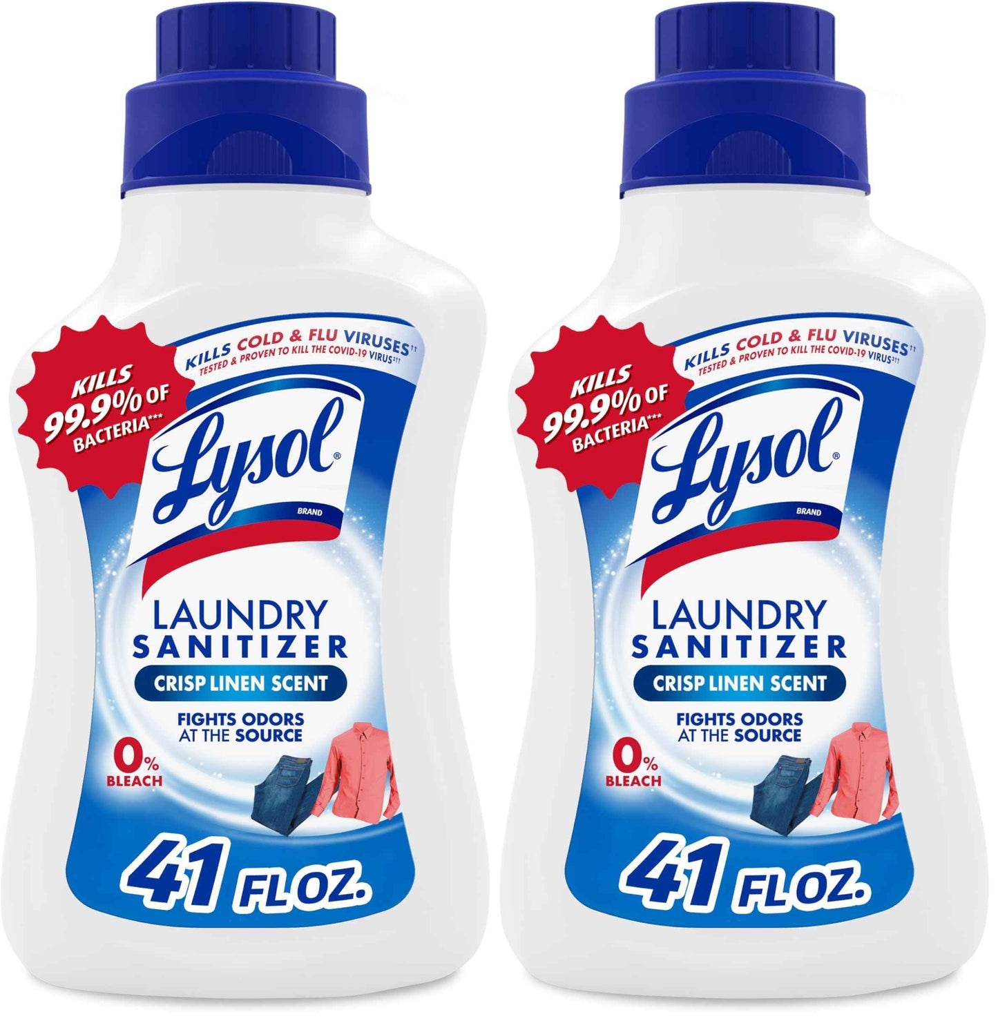 Lysol Disinfectant Laundry Sanitizer & Scent Booster, Laundry Detergent Additive, Color Safe Bleach Alternative, Laundry Odor Eliminator, Kills Bacteria & Viruses, Crisp Linen Scent, 41 Fl Oz Liquid