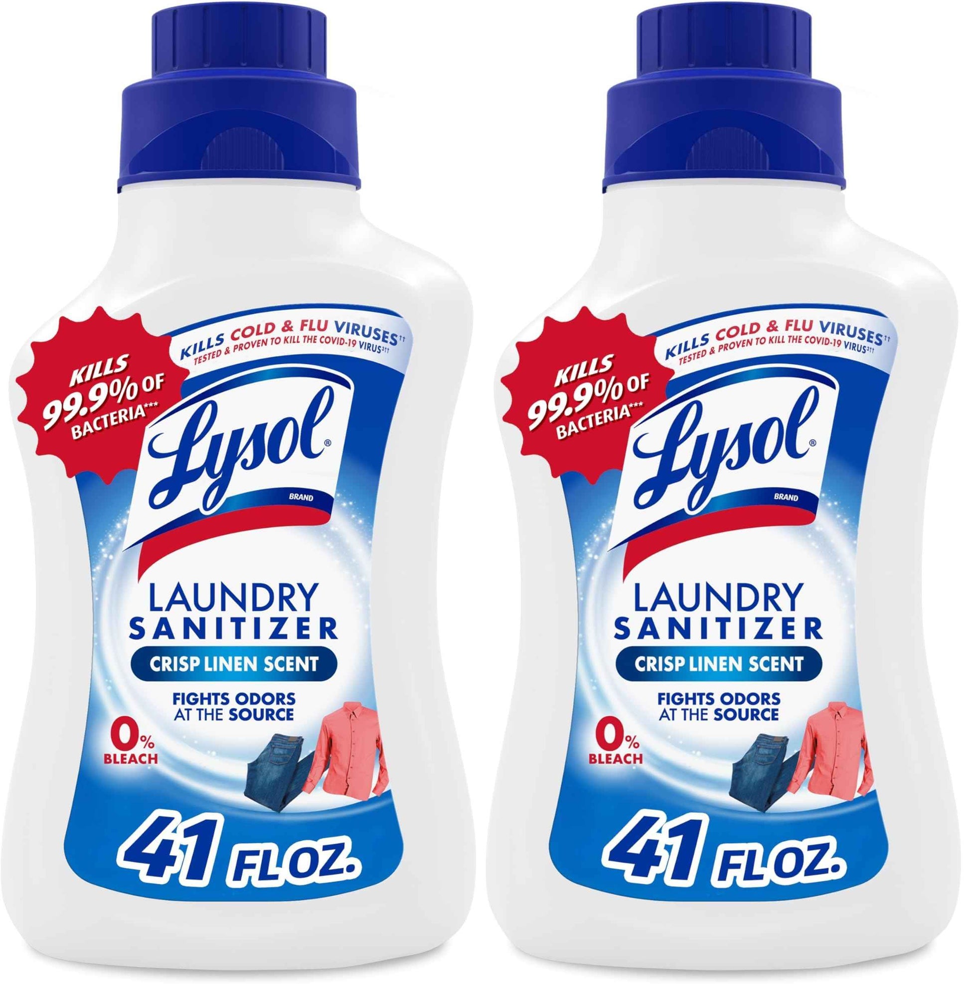 Lysol Disinfectant Laundry Sanitizer & Scent Booster, Laundry Detergent Additive, Color Safe Bleach Alternative, Laundry Odor Eliminator, Kills Bacteria & Viruses, Crisp Linen Scent, 41 Fl Oz Liquid