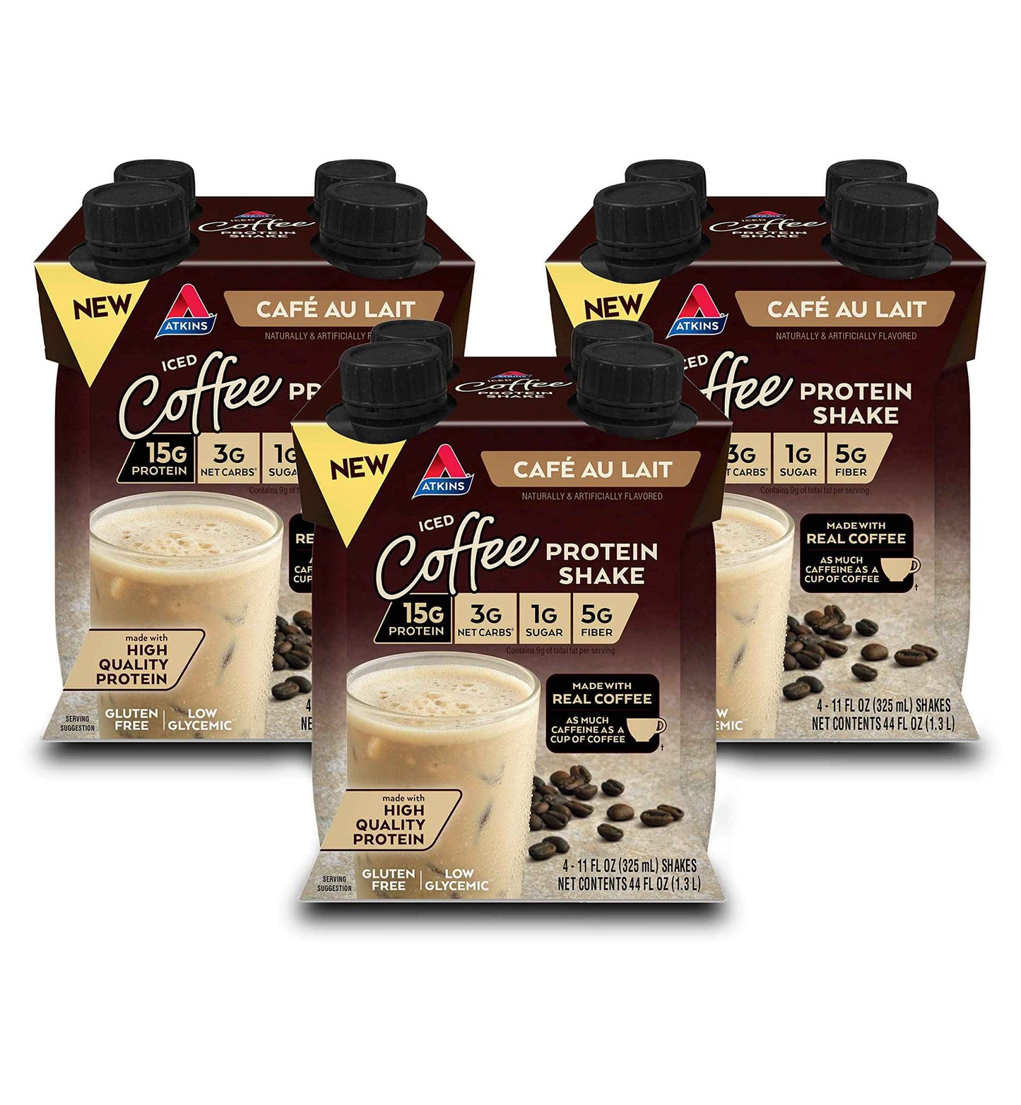 Atkins Iced Coffee Protein Shake, 15g Protein, 4g Net Carbs, 1g Sugar, Low Carb, Keto Friendly, High Protein Shake