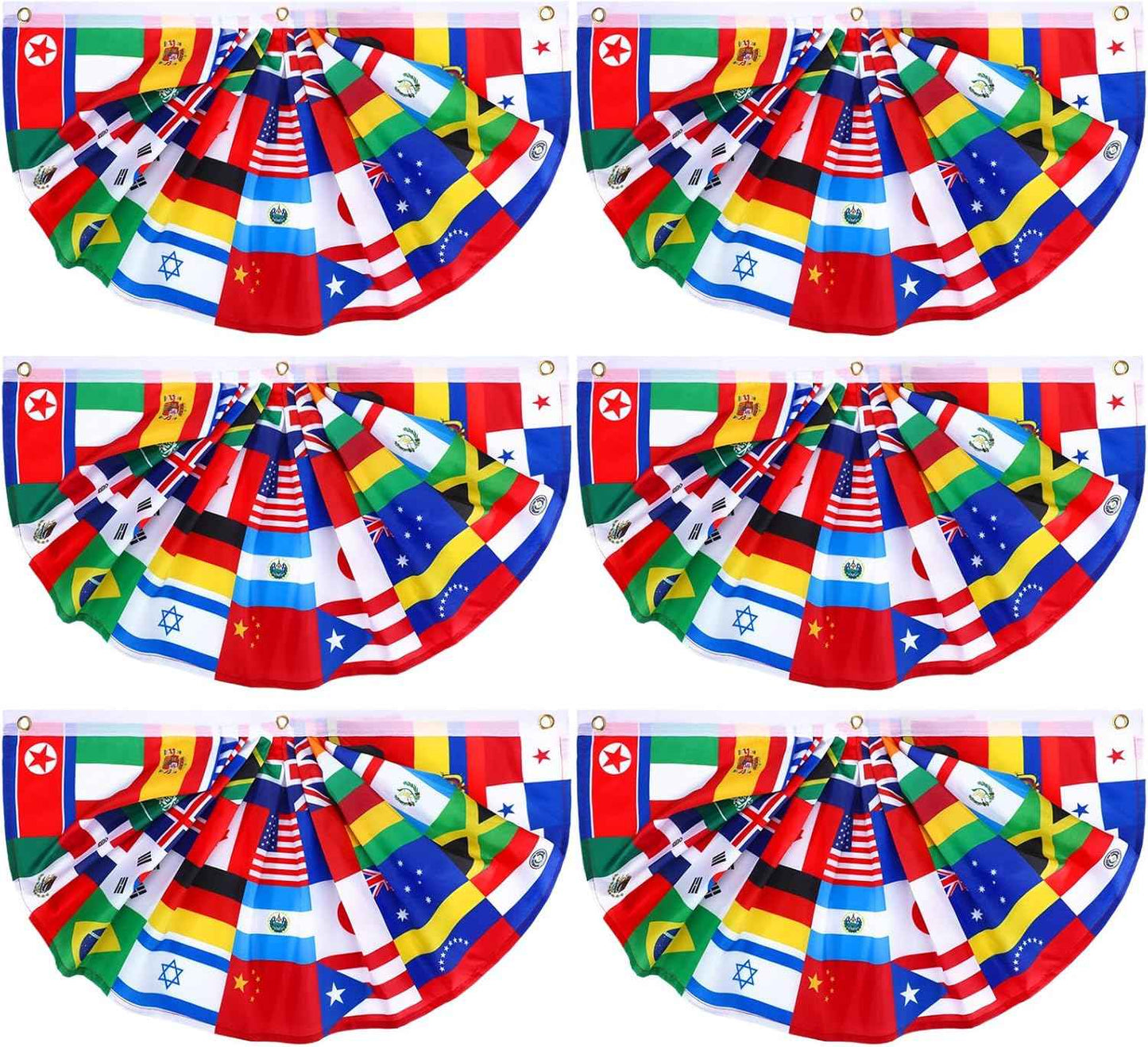 Outus 3 Pcs World Flags Banner International World Flag Decorations Country Bunting Nations Pleated Fan Bunting Backdrop for International Sports Events Club Events Grand Opening Decor