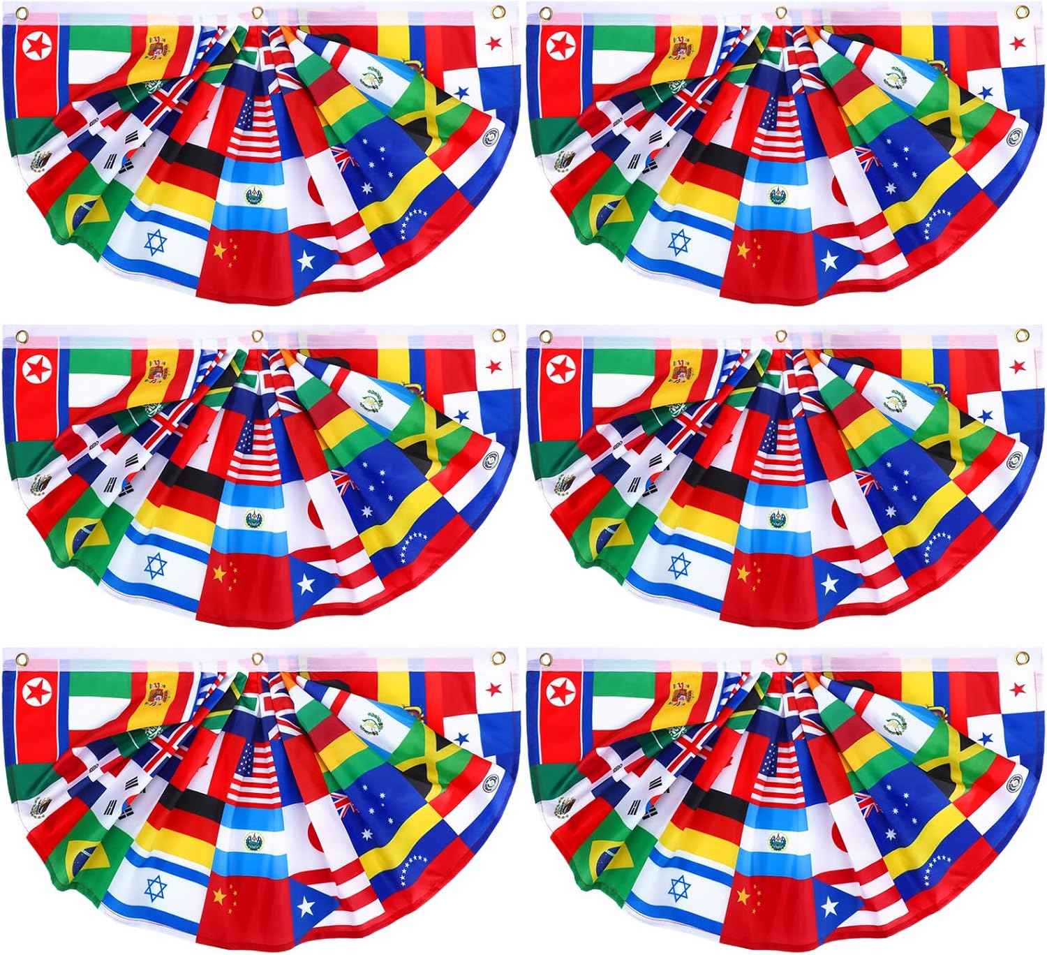 Outus 3 Pcs World Flags Banner International World Flag Decorations Country Bunting Nations Pleated Fan Bunting Backdrop for International Sports Events Club Events Grand Opening Decor