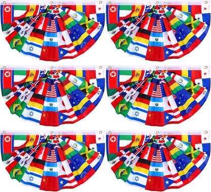 Outus 3 Pcs World Flags Banner International World Flag Decorations Country Bunting Nations Pleated Fan Bunting Backdrop for International Sports Events Club Events Grand Opening Decor
