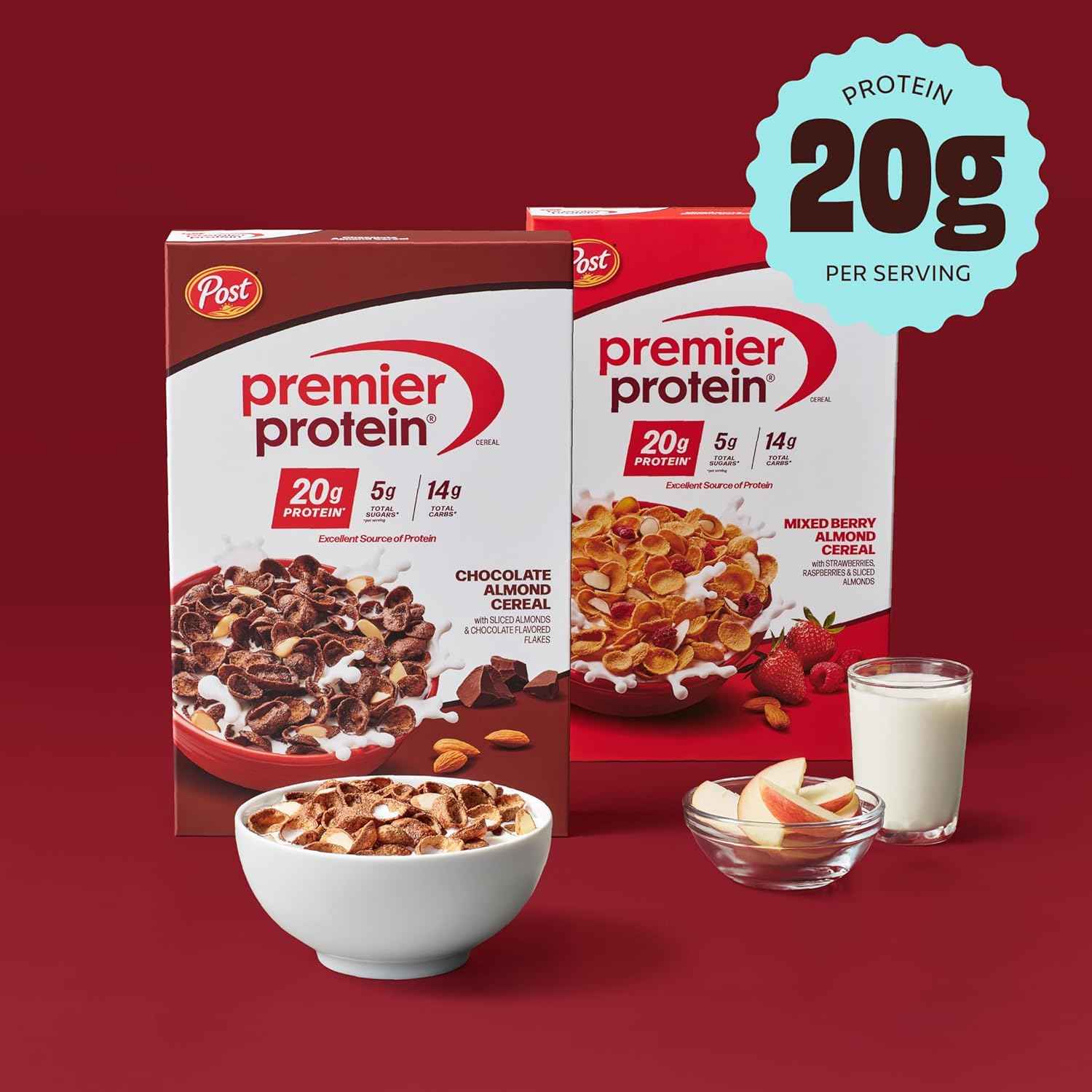 Premier Protein Mixed Berry Almond Breakfast Cereal, High-Protein Crunch with Real Fruit and Nuts
