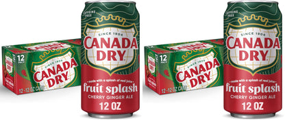 Canada Dry Cherry Ginger Ale Fruit Splash Soda, 12 fl. oz. Cans, 12 Pack (Pack of 2)