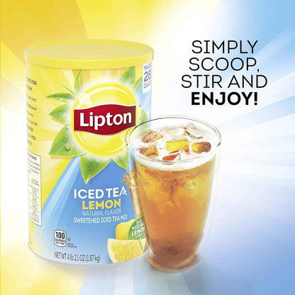 Lipton Lemon Sweetened Iced Tea Mix, Makes 28 Quarts (Pack of 2)