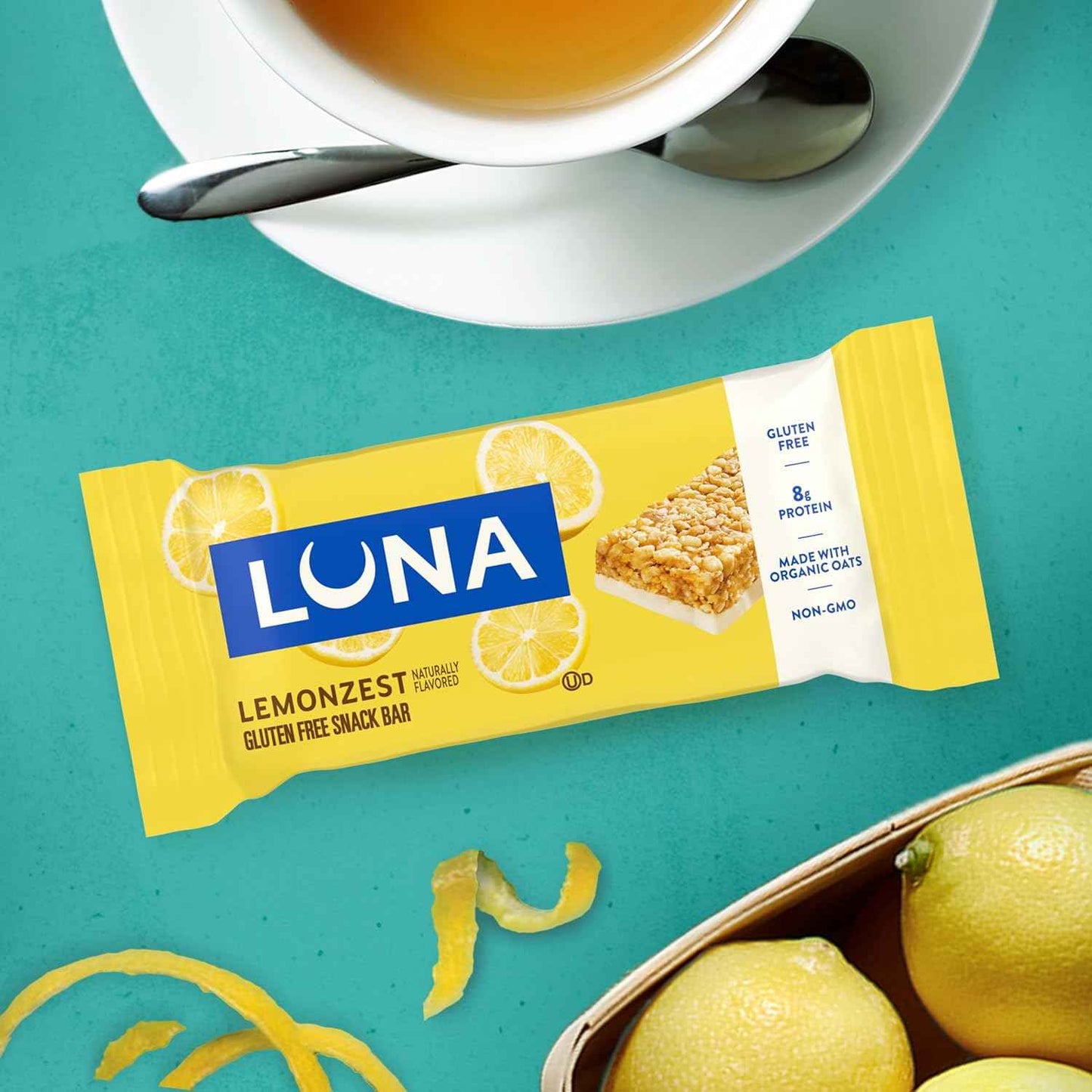 LUNA Bar - LemonZest Flavor - Gluten Free Snack Bars - Non-GMO - Protein Bars - Made with Organic Oats