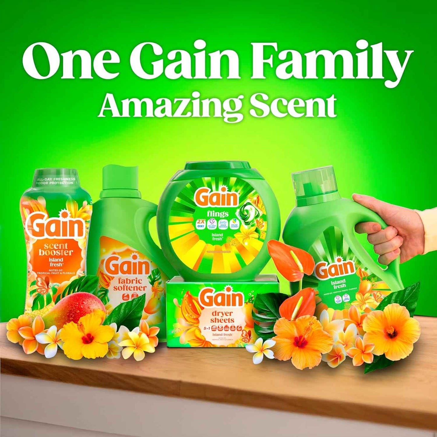 Gain Liquid Laundry Detergent with Odor Defense, Island Fresh Scent, Laundry Soap For HE Washing Machines, 154 fl oz, 107 Loads (Packaging May Vary)