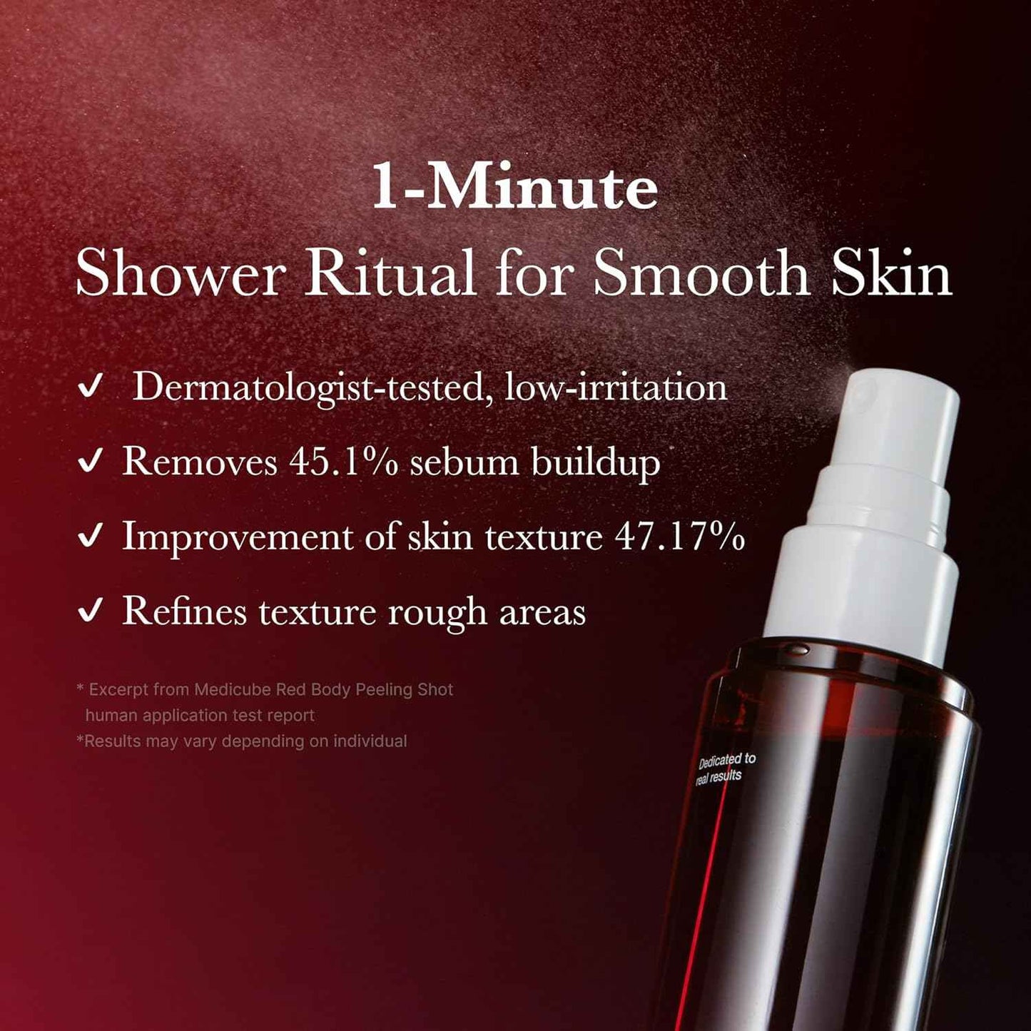 medicube Red Body Peeling Shot, AHA + BHA Exfoliating Body Spray for Summer-Ready Smooth Skin, Treats Strawberry Skin, Bumps & Breakouts, 3.88 oz