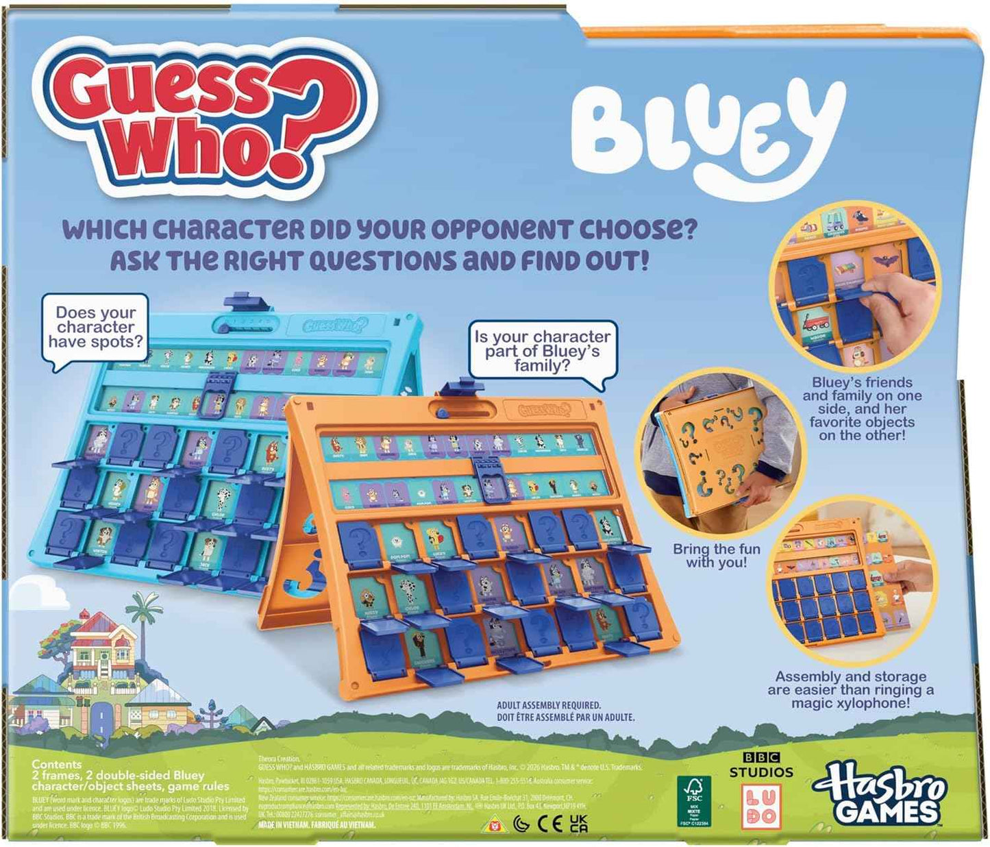 Hasbro Gaming Guess Who? Bluey Edition Game | Bluey Characters and Objects | Fun Kids Board Games for Families | 2 Players | 15 Mins. | Travel Friendly | Ages 6+