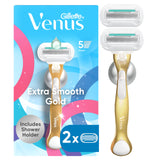 Gillette Venus Razor for Women, Includes 1 Reusable Razor Handle + 2 Refills, for Sensitive Skin with Metal Handle and Shower Holder