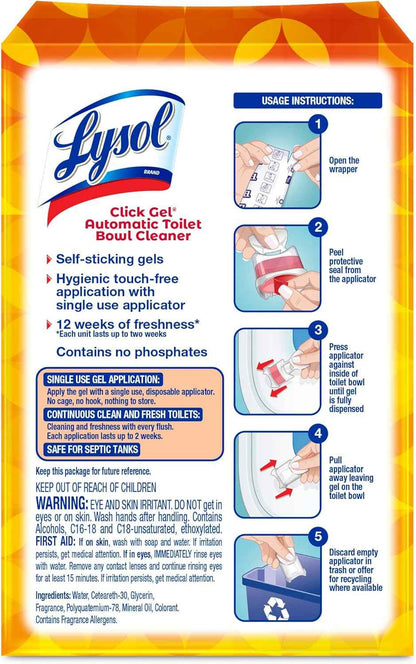 Lysol Click Gel Automatic Toilet Bowl Cleaner, Toilet Gel Stamp, Toilet Freshener, Bathroom Essentials