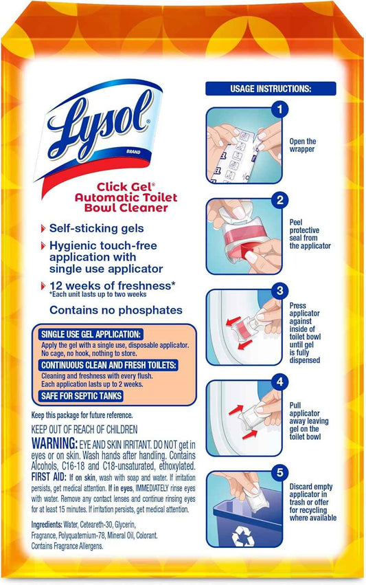 Lysol Click Gel Automatic Toilet Bowl Cleaner, Toilet Gel Stamp, Toilet Freshener, Bathroom Essentials