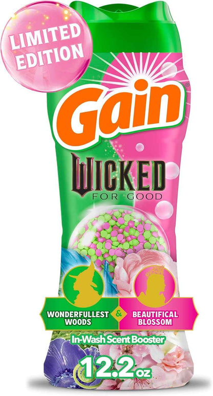 Gain In-Wash Laundry Scent Booster "Wicked: For Good" Limited Edition, Wonderfullest Woods & Beautifical Blossom, 12.2 oz, Fresh Extender + Odor Protection Laundry Beads