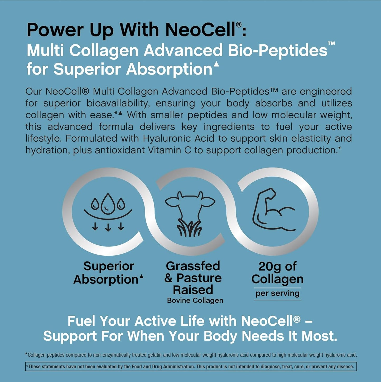 NeoCell_Multi_Collagen_Bio-Peptides_Powder_|_22oz_|_Advanced_with_Hyaluronic_Acid_and_Vitamin_C_|_10_Super_Types_of_Collagen_|_Superior_Absorption_|_Grassfed_Protein_Supplement