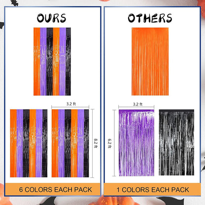 LOLStar_3_Pack_Orange_Purple_Black_Photo_Booth_Props,3.3_X_6.6_ft_Halloween_Foil_Fringe_Curtains,Halloween_Party_Photo_Backdrop_Streamer_Backdrop_for_Birthday_Anniversary_Halloween_Party_Decoration